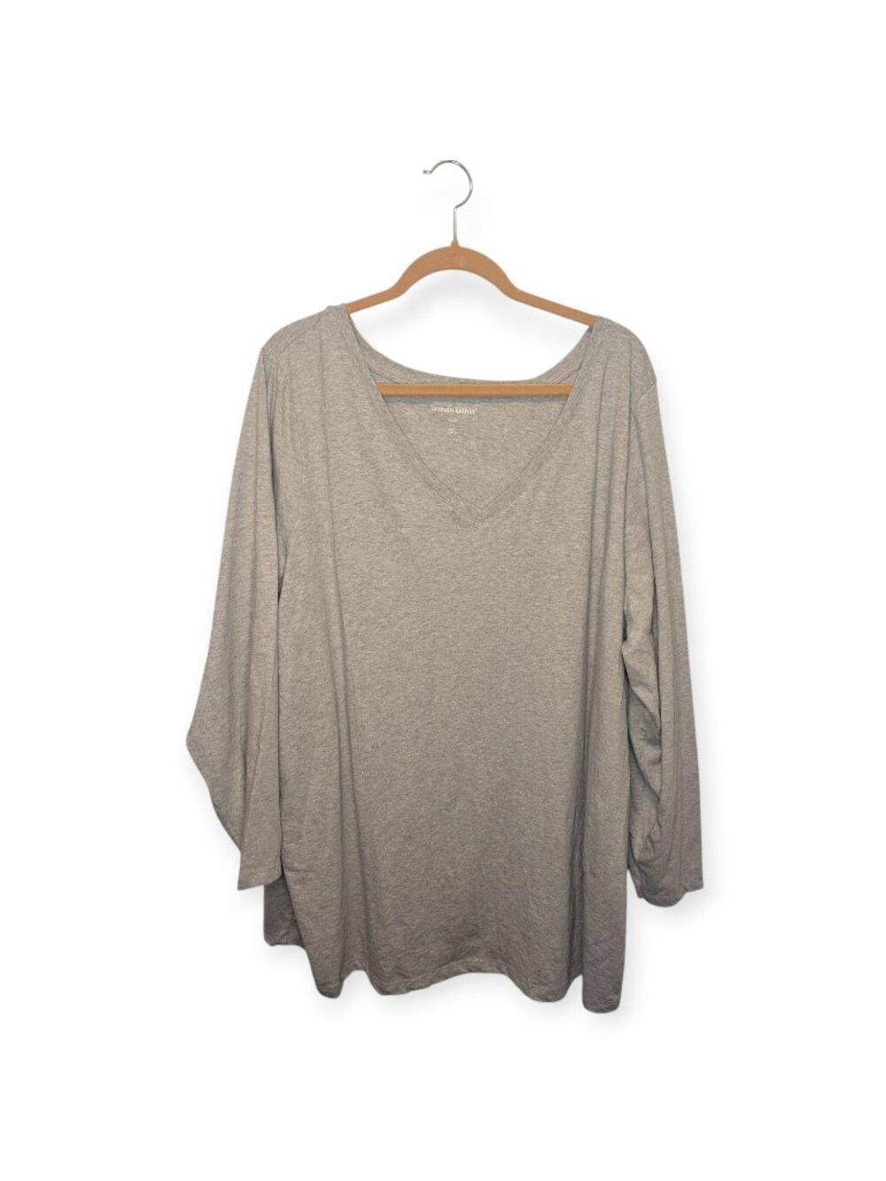 Woman Within Long Sleeve T-shirt V-Neck Heathered Gray Size 3X.